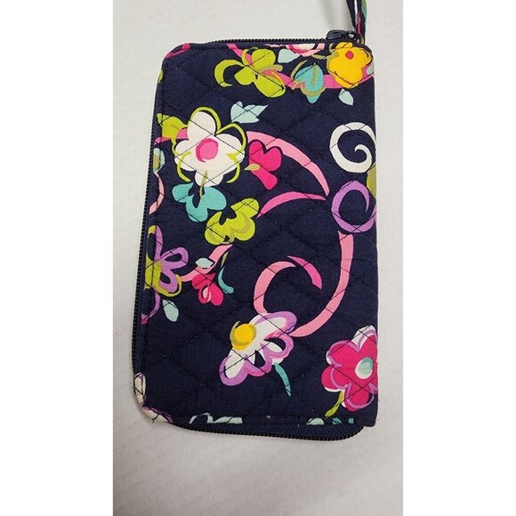 Vera Bradley Wristlet Wallet In Midnight With Multicolor Butterfly Floral Patter - Picture 6 of 12